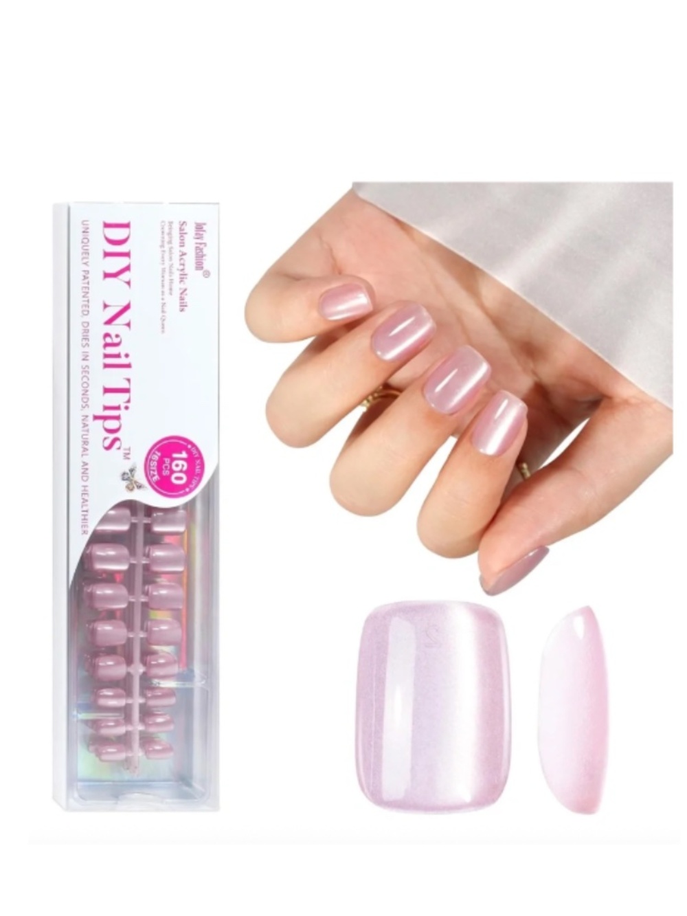 Pink Aurora Cat Eye Short Square Press-On Nails